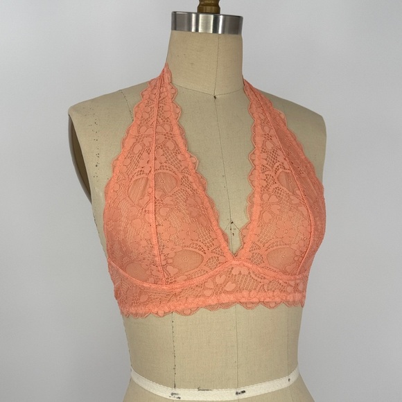 NWT Free People Galloon Lace Halter Bra in Light Orange Size Small - Picture 5 of 7